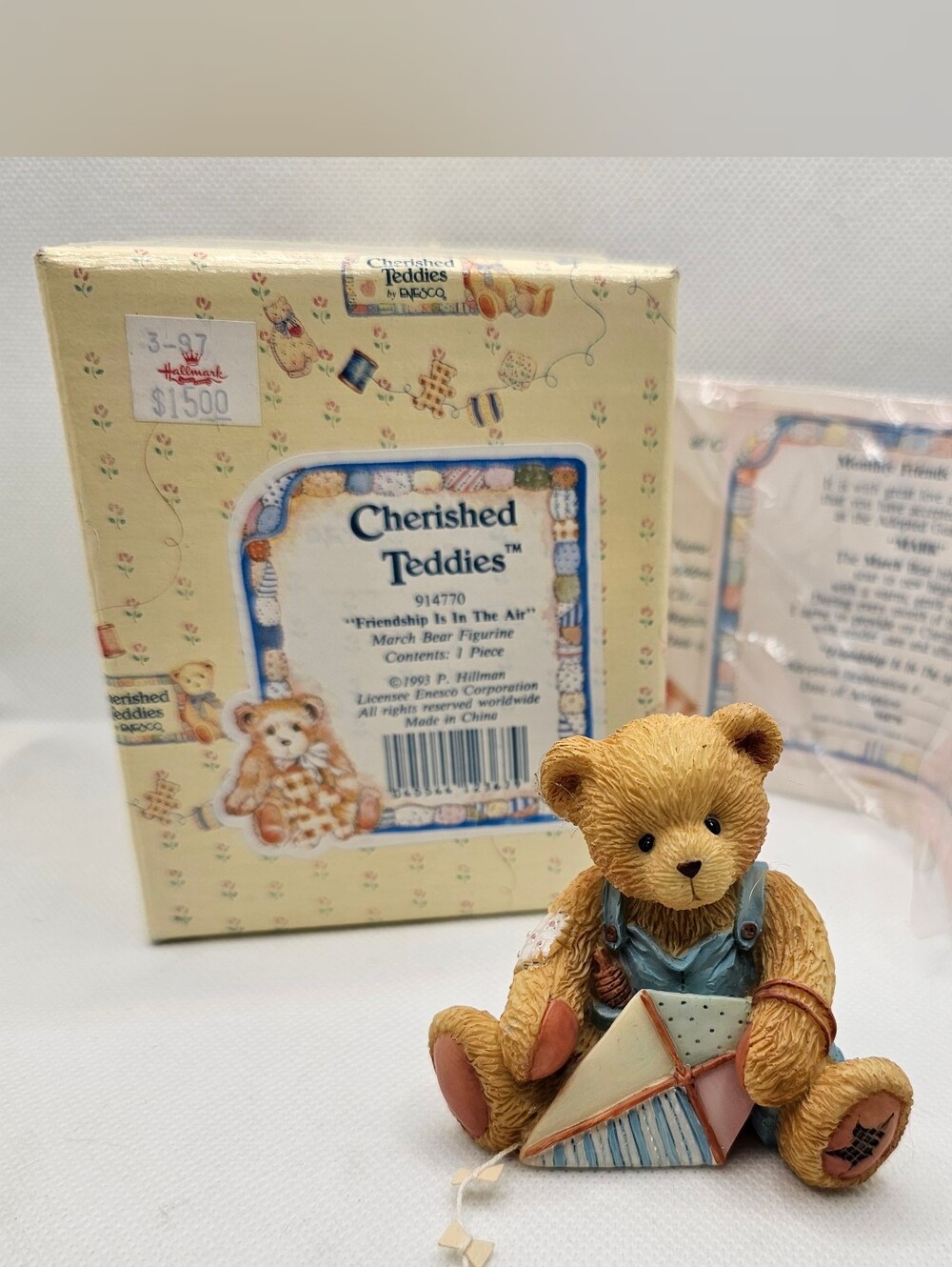 New Cherished Teddies Figurine MARK March boy bear kite Friendship air birthday